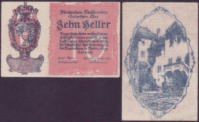1920 Lichtenstein 10 Heller (aUnc) L001029